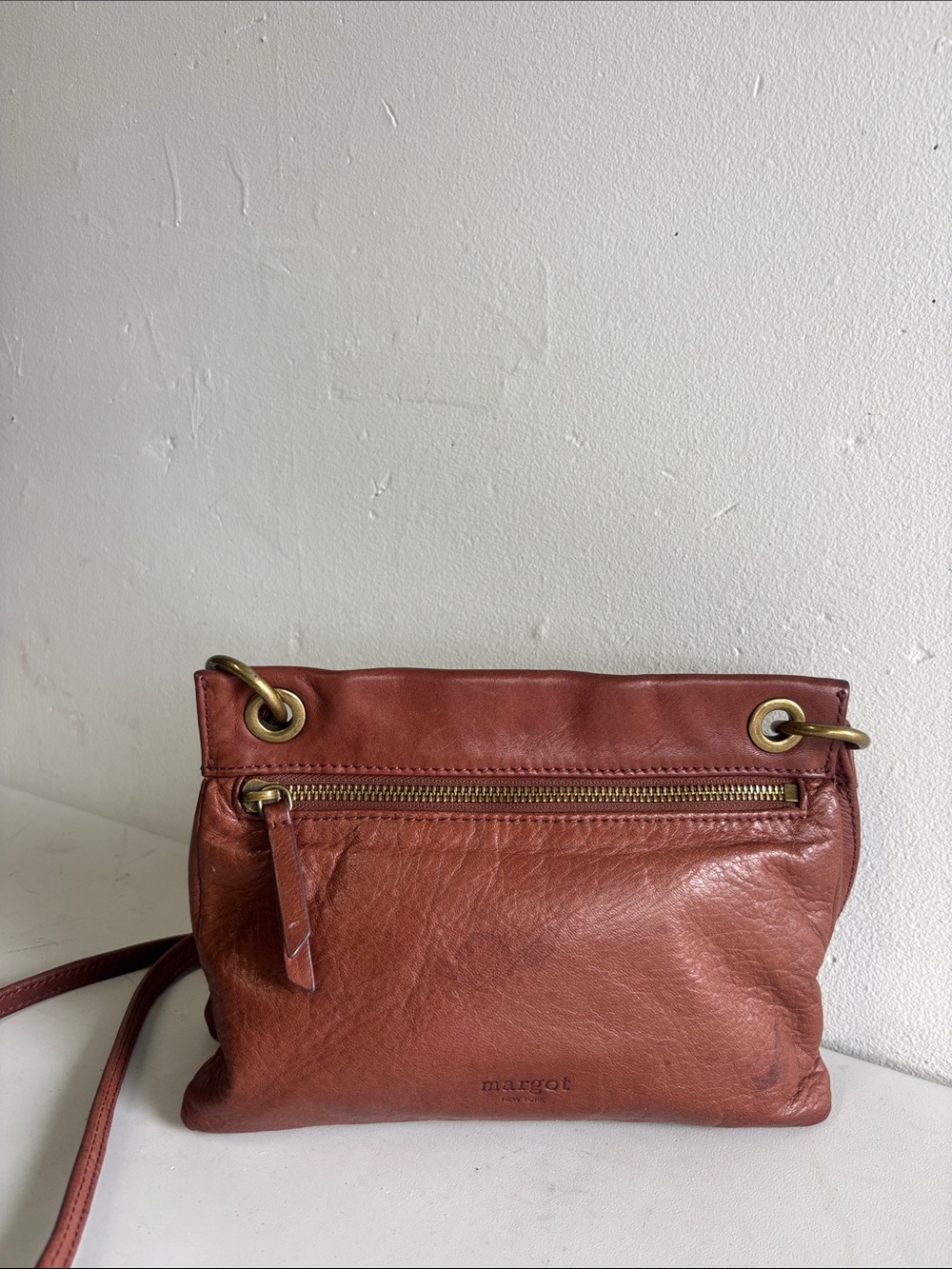 margot Leather Crossbody Bag in Rust